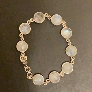 Rainbow moonstone sterling silver bracelet
